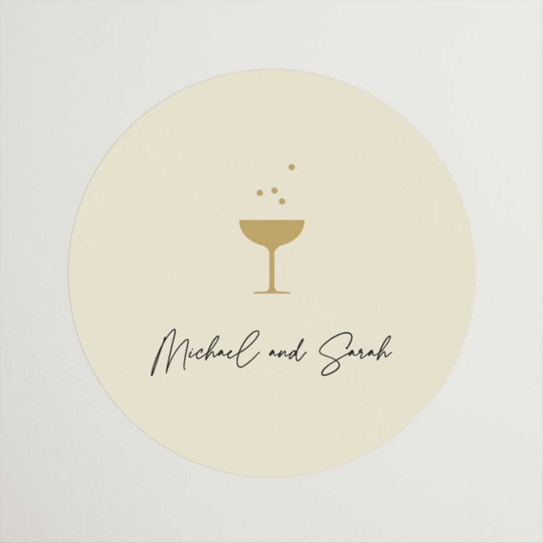 "A Little Shindig" - Bridal Shower Favor Stickers in Champagne by mo kelley - Front