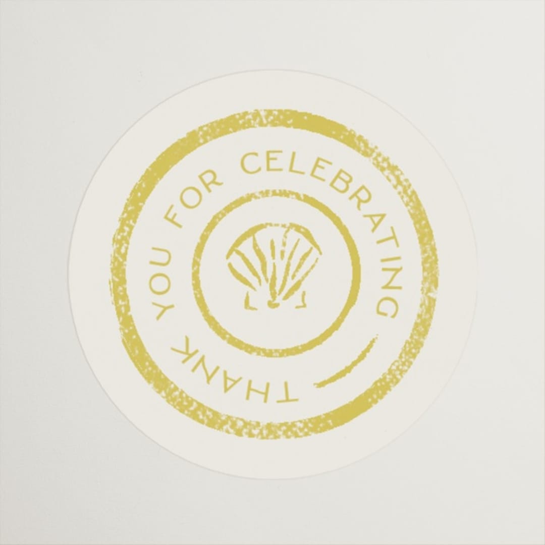 "Coastal Drift" - Bridal Shower Favor Stickers in Caribbean Citrus by Pixel and Hank - Front