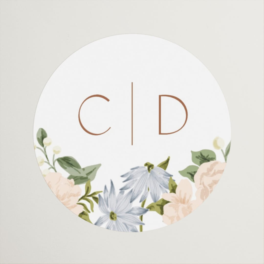 "Oval Wreath" - Bridal Shower Favor Stickers in Neopolitan by Leah Bisch - Front