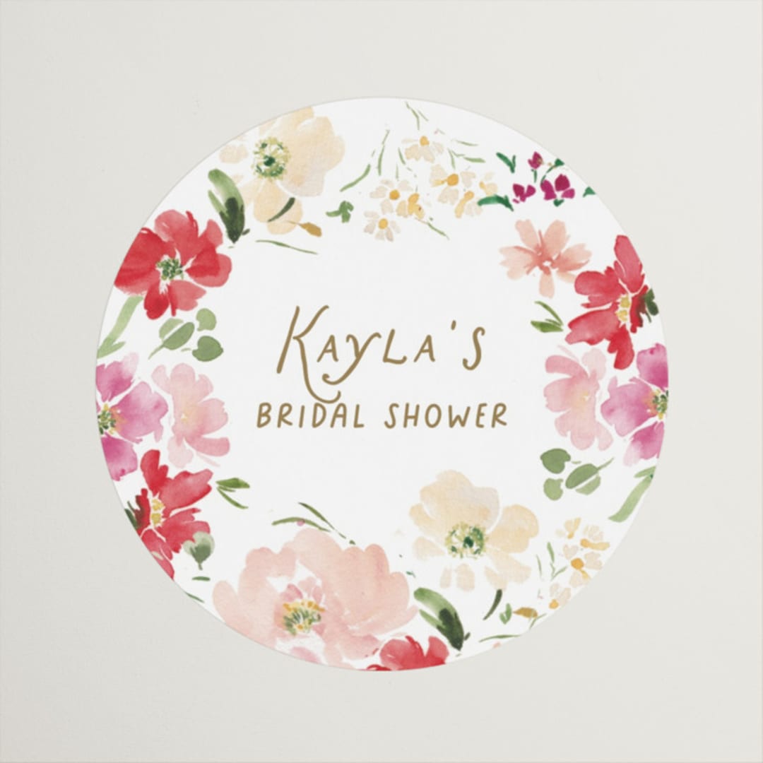 "Prosecco & Petals" - Bridal Shower Favor Stickers in Valentine by Itsy Belle Studio - Front