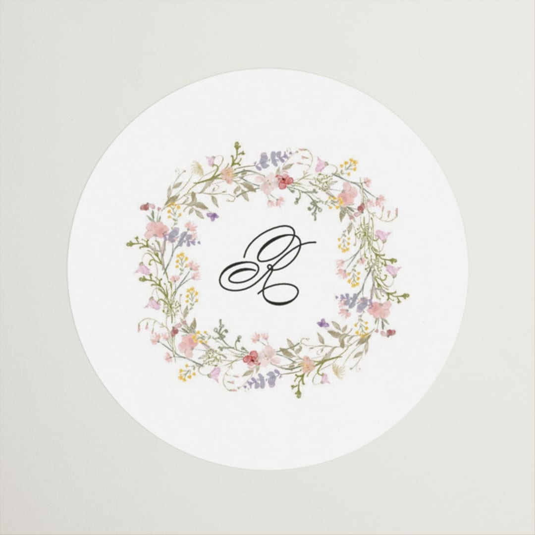 "floral frame" - Bridal Shower Favor Stickers in Blush by Lori Wemple - Front