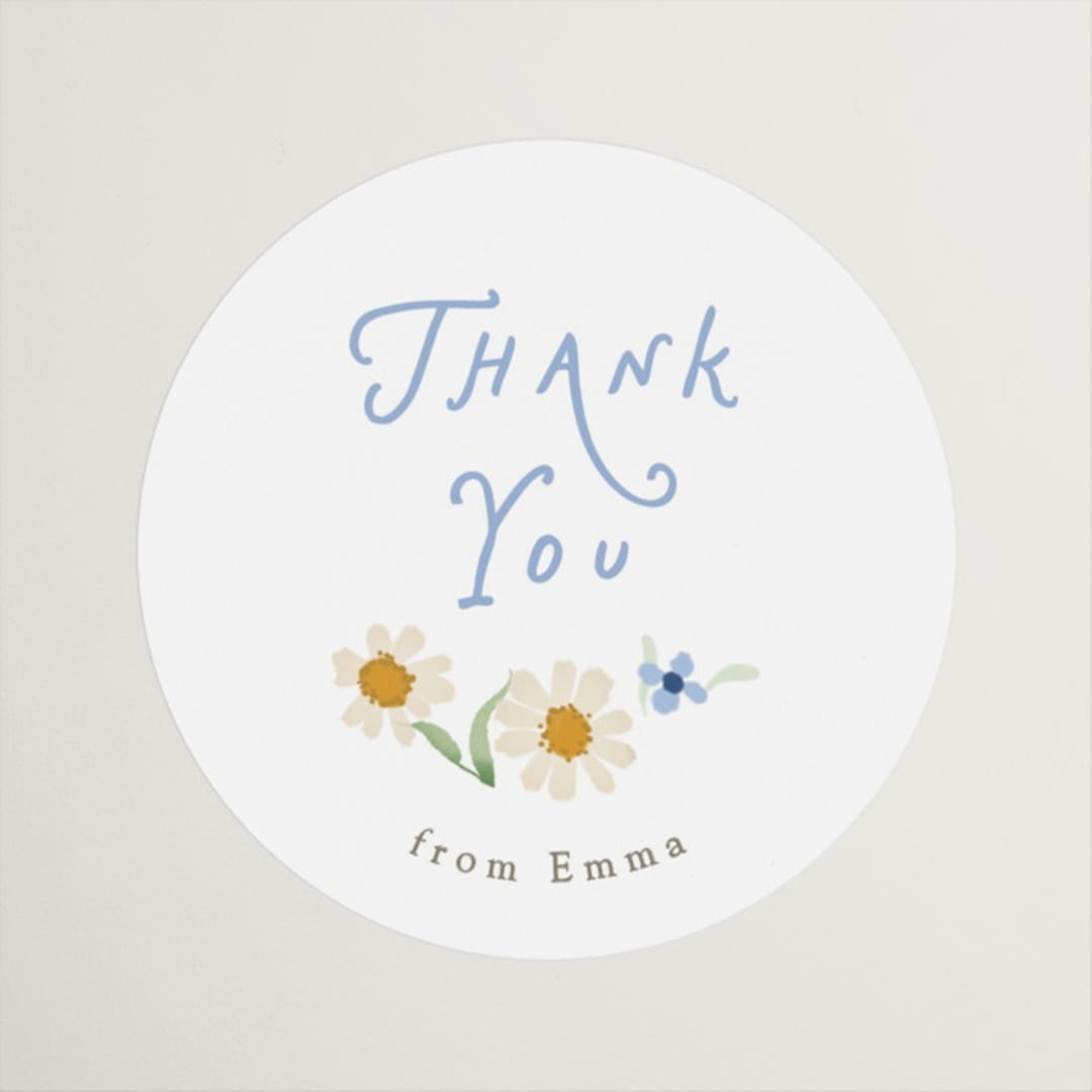 "Wildflower Wreath" - Bridal Shower Favor Stickers in Something Blue by Erin L. Wilson - Front