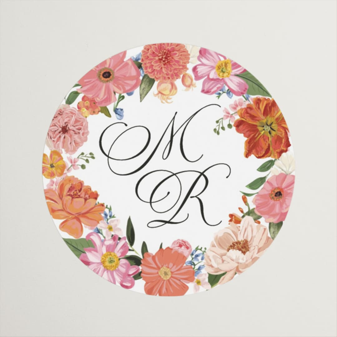 "Summer Shower" - Bridal Shower Favor Stickers in Peony by Susan Moyal - Front