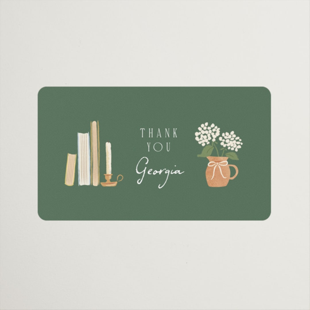 "The next chapter" - Bridal Shower Favor Stickers in Forest by Jennifer Wick - Front