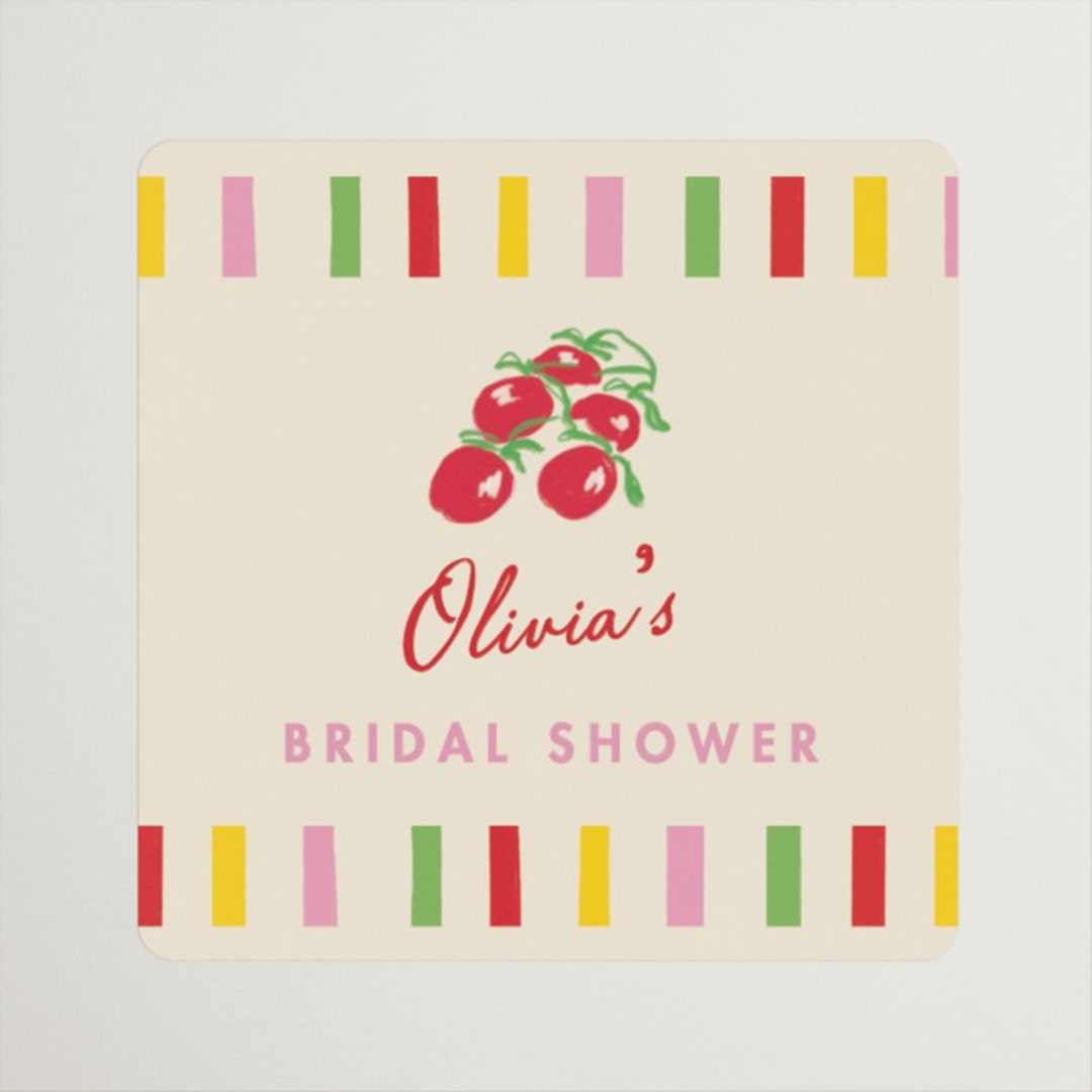 "Bella Vita" - Bridal Shower Favor Stickers in Rossa by Sarah Rosenthal - Front