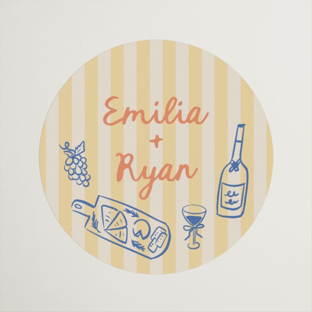 "Sunny Brunch" - Bridal Shower Favor Stickers in Sunshine by Elly - Front
