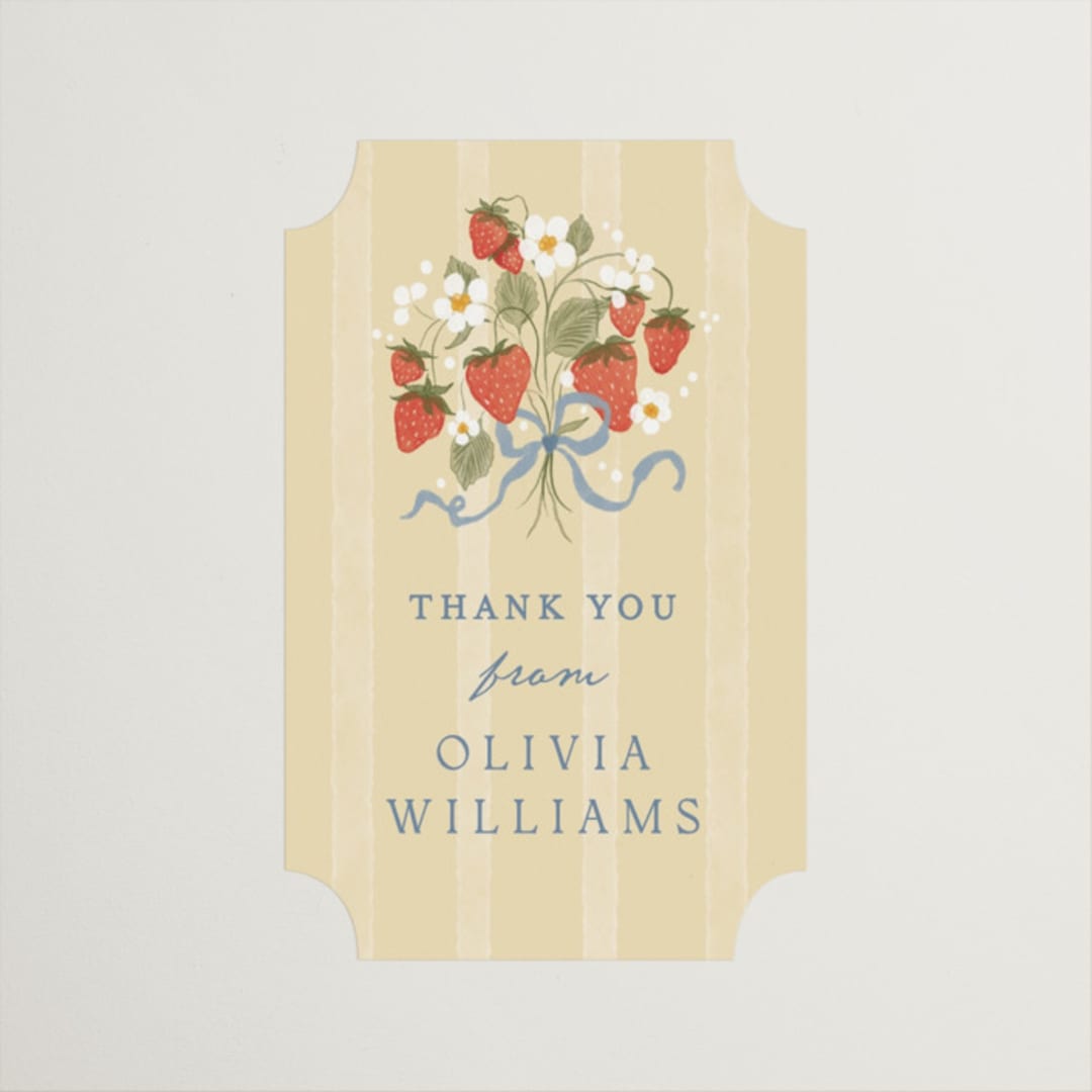 "Strawberry Sunshine" - Bridal Shower Favor Stickers in Blueberry by Erin L. Wilson - Front