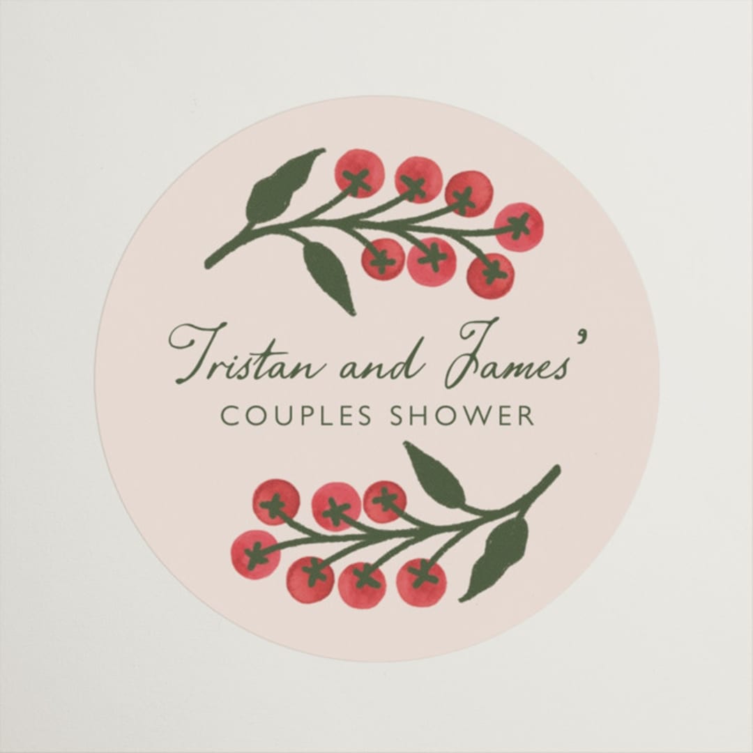 "Cherry Tomatoes" - Bridal Shower Favor Stickers in Tomato by Katharine Watson - Front