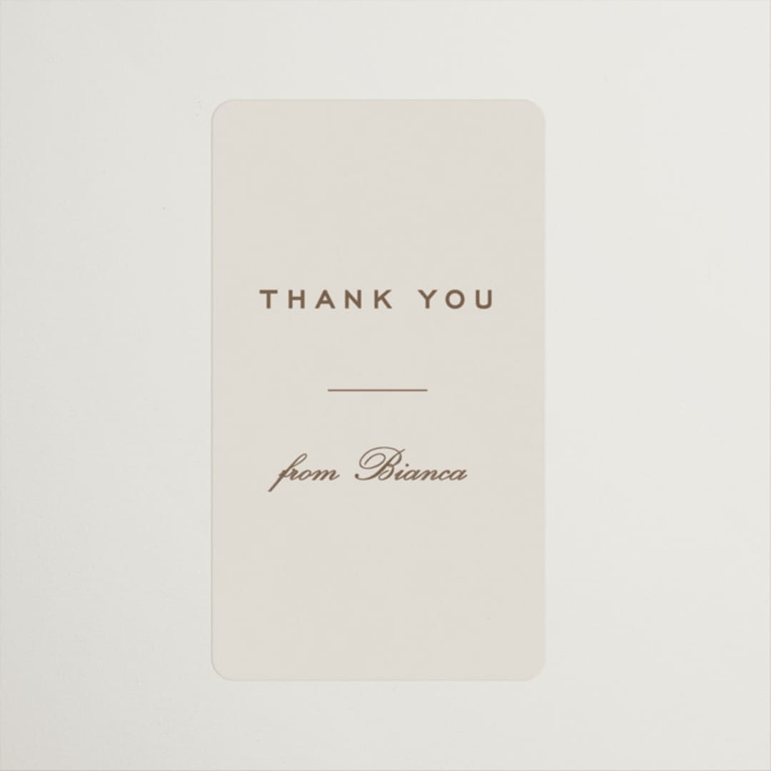 "Campania" - Bridal Shower Favor Stickers in Cocoa by Megan Davis - Front