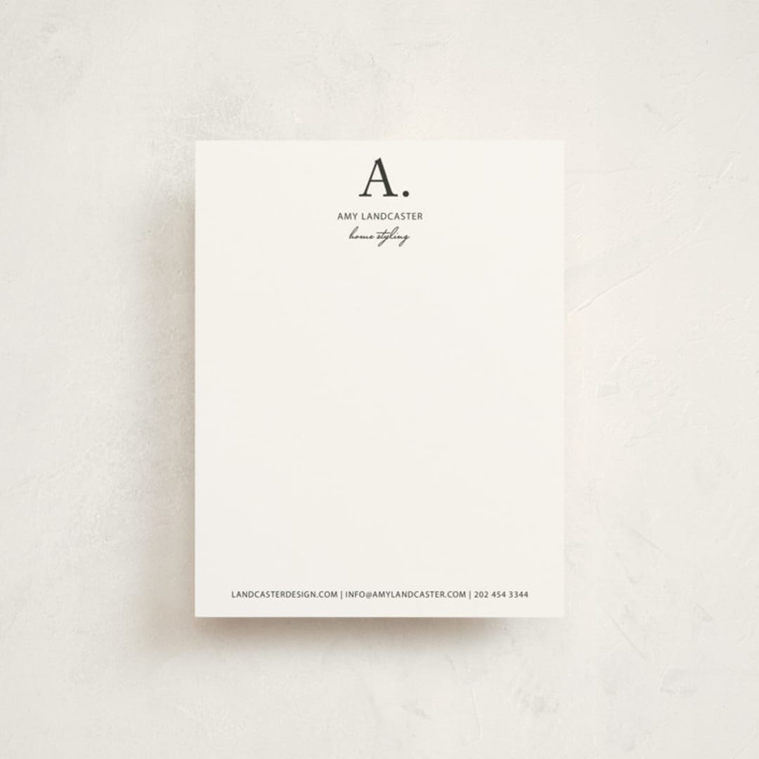 "Initial then Period" - Business Stationery in Black by SimpleTe Design - Front