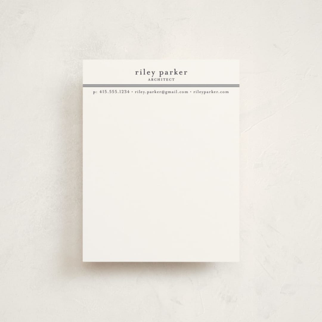 "Striped Divide" - Business Stationery in Navy by A.C.R. - Front