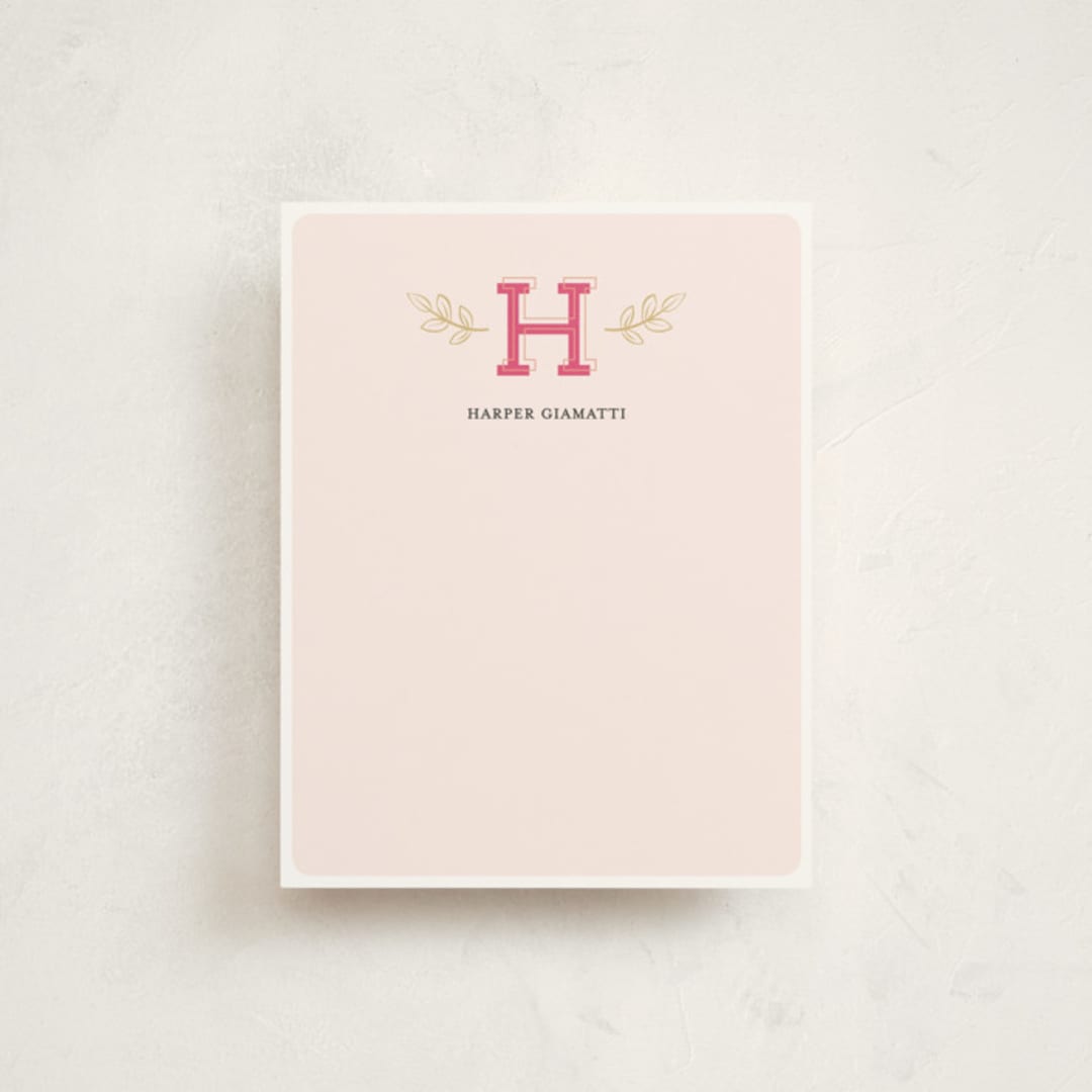 "Leafy Initial" - Business Stationery in Rose by Iwona K - Front