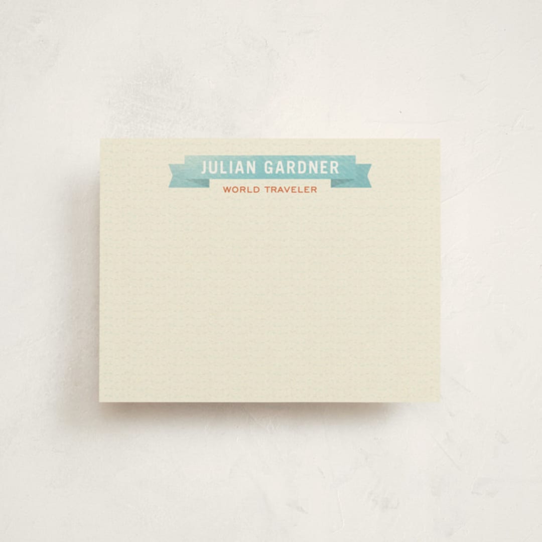 "World Traveler" - Business Stationery in Pacific Blue by June Letters Studio - Front