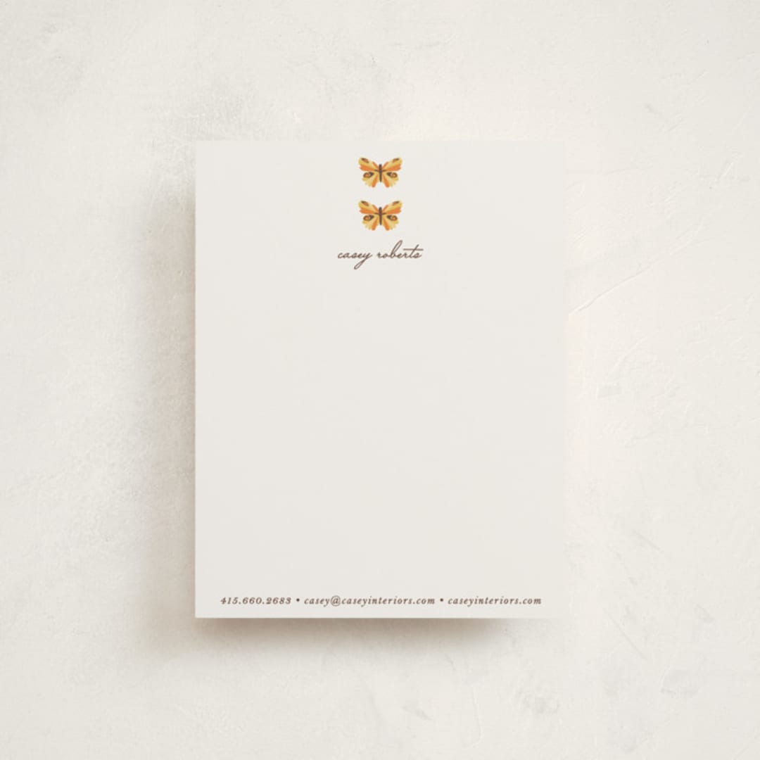 "Botanical Butterfly" - Business Stationery in Tangerine by A.C.R. - Front