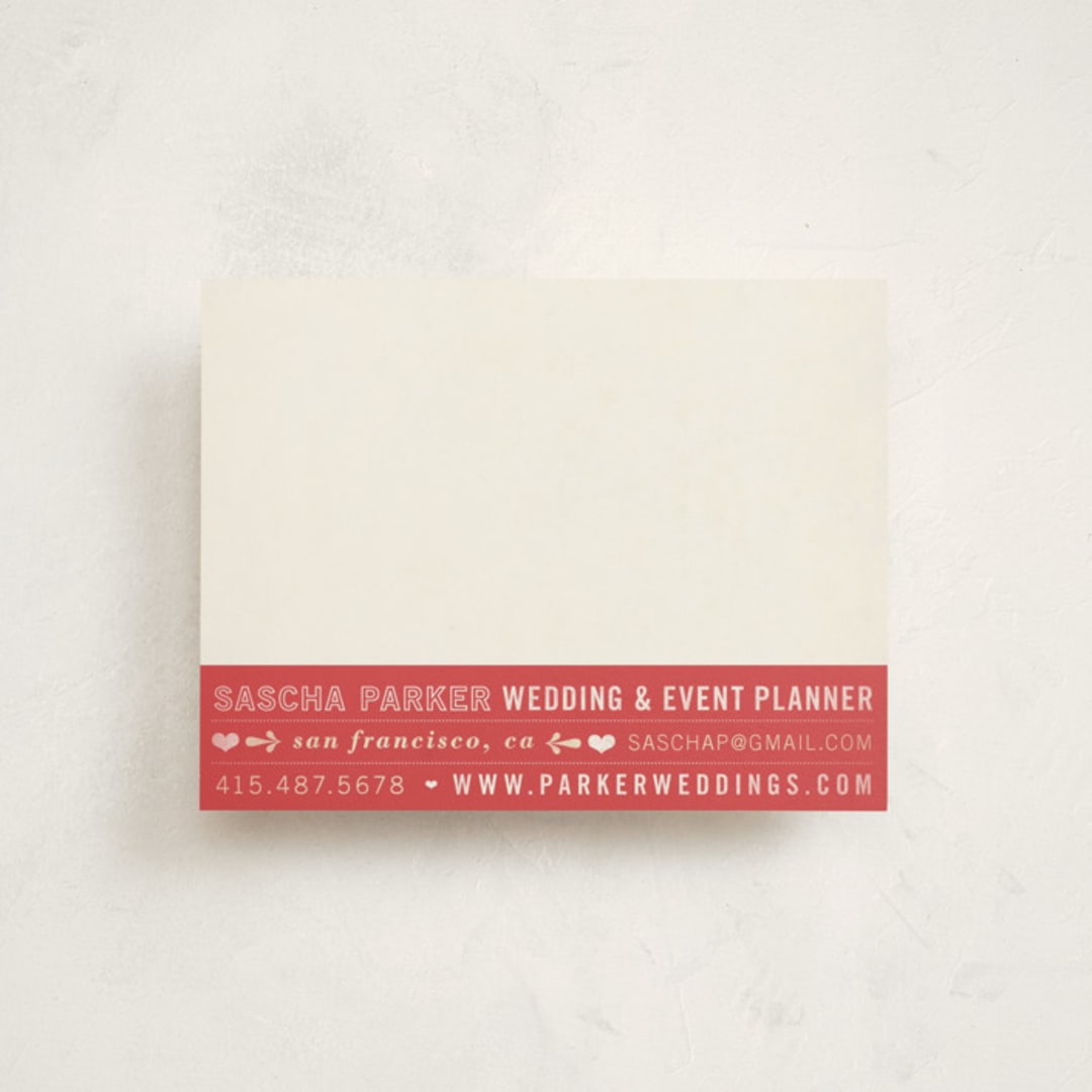 "Hearts" - Business Stationery in Cherry Red by June Letters Studio - Front