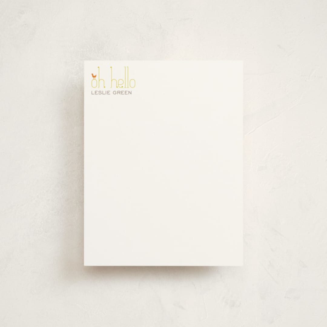 "Oh Hello Birds" - Business Stationery in Electric Yellow by Avie Designs - Front