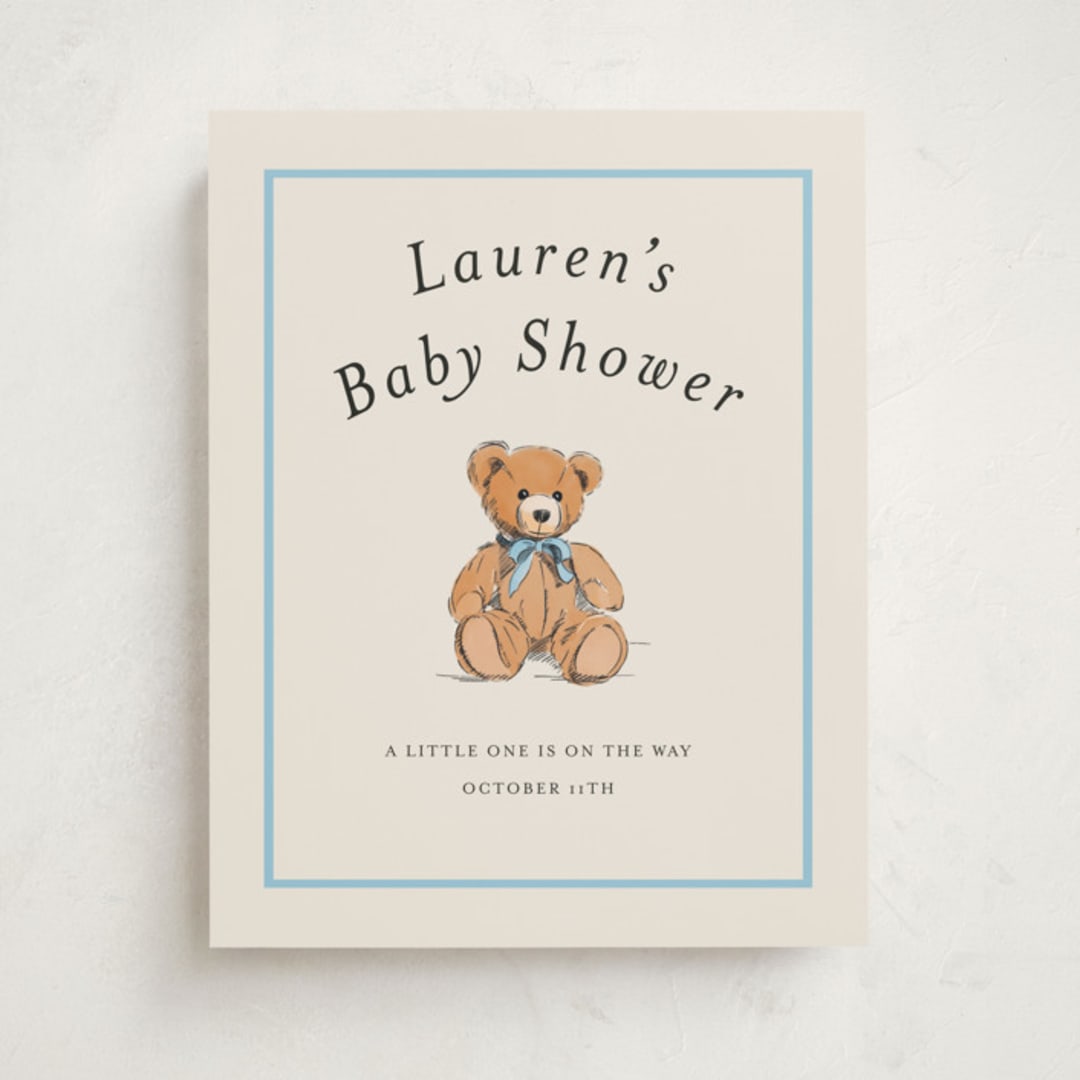 "Antique Teddy Bear" - Baby Shower Welcome Signs in Frost by Becky Nimoy - Front