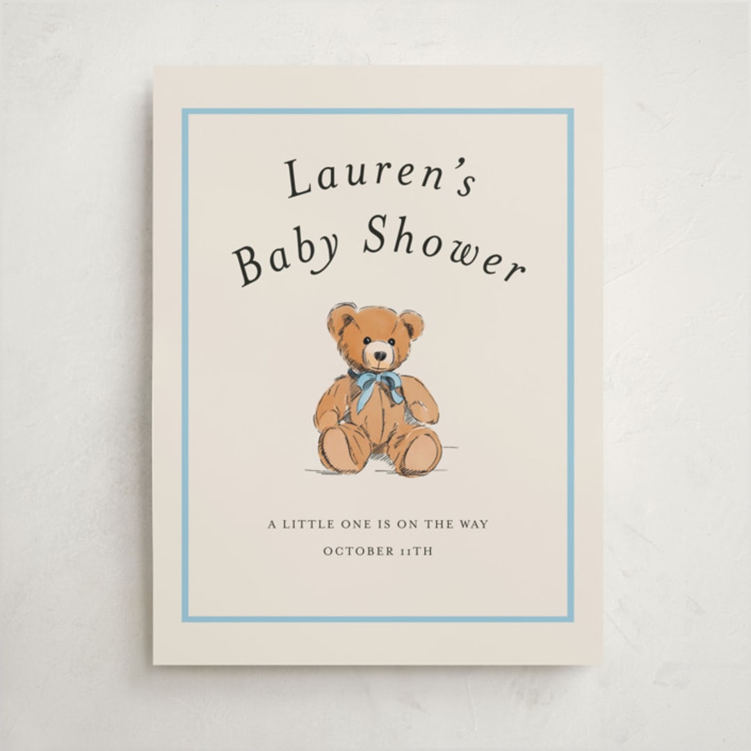 "Antique Teddy Bear" - Baby Shower Welcome Signs in Frost by Becky Nimoy - Front