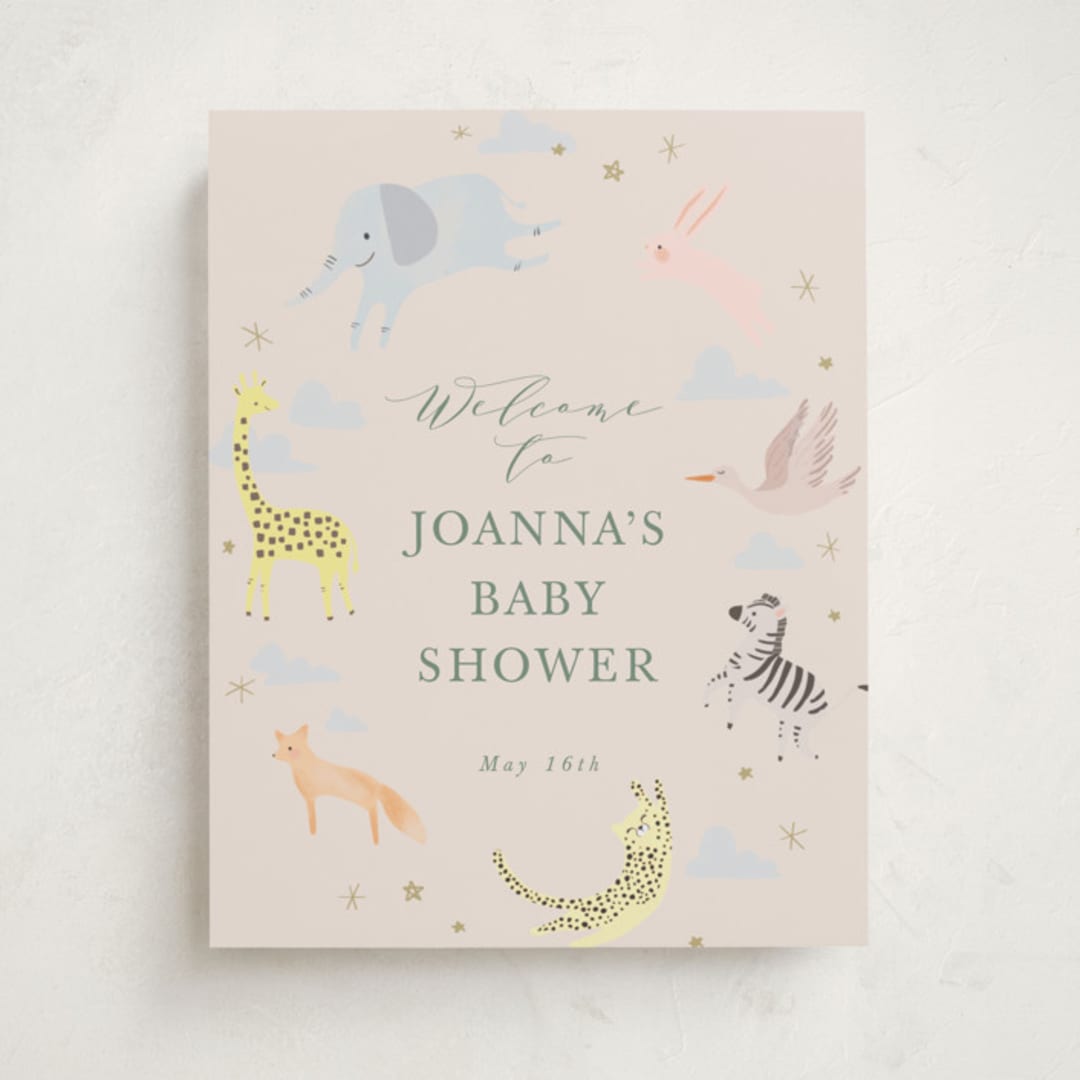 "Little Wild One" - Baby Shower Welcome Signs in Sand by Hannah Williams - Front