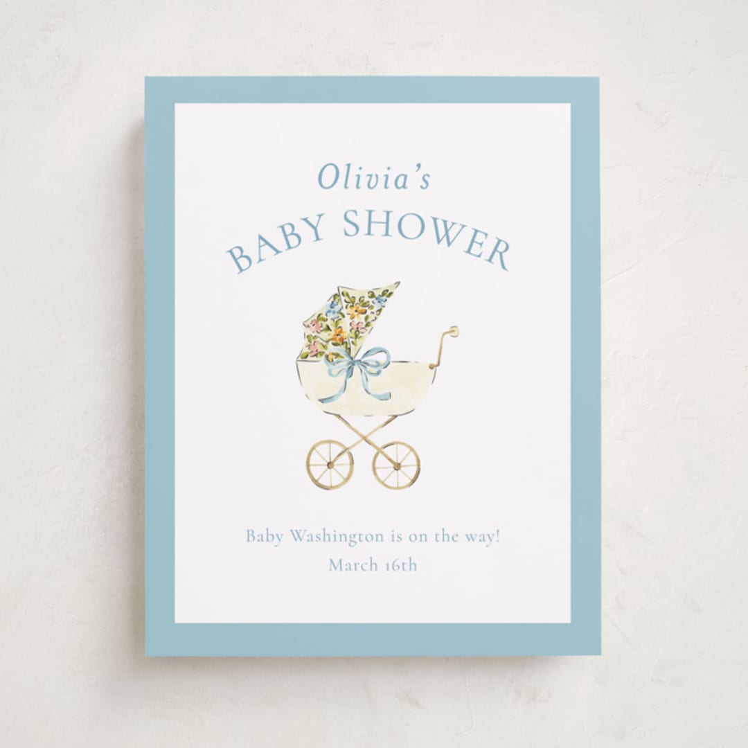 "Pram" - Baby Shower Welcome Signs in Sky by Sarah Knight - Front