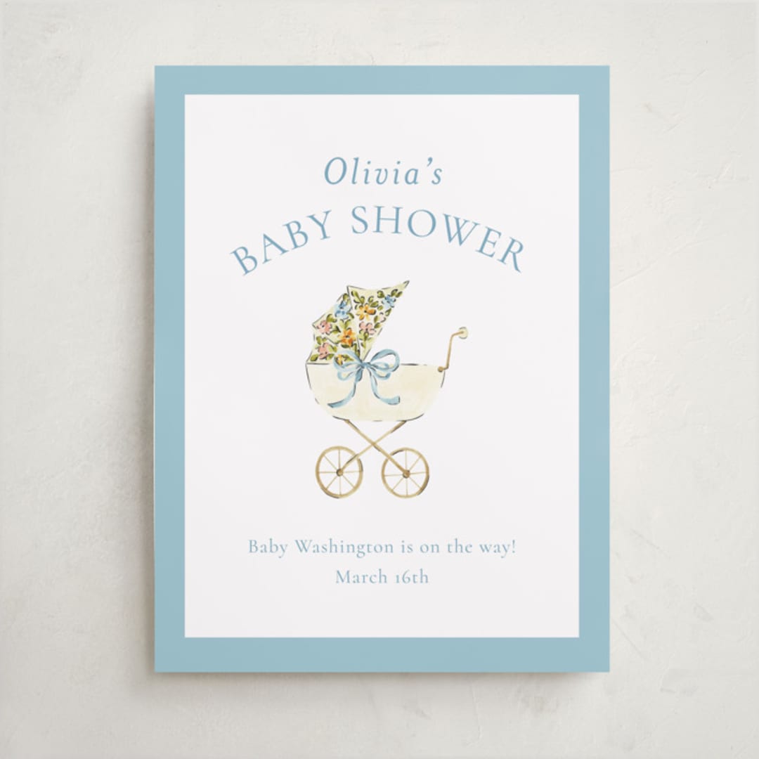 "Pram" - Baby Shower Welcome Signs in Sky by Sarah Knight - Front