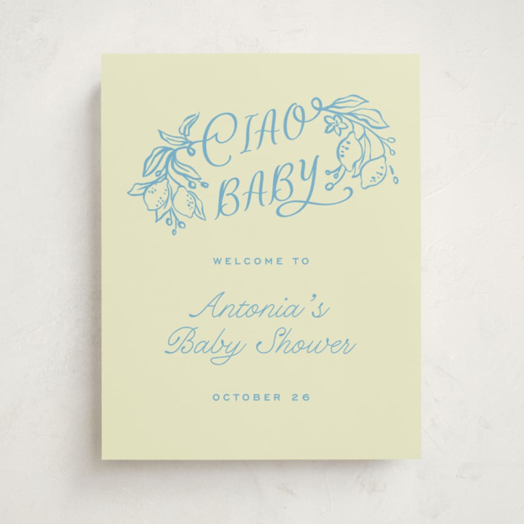 "Ciao Baby" - Baby Shower Welcome Signs in Lemonade by Pati Cascino - Front