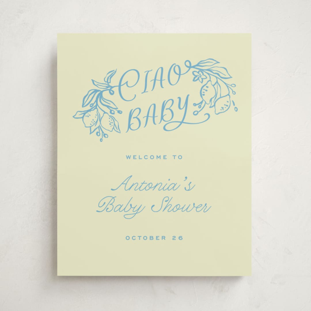 "Ciao Baby" - Baby Shower Welcome Signs in Lemonade by Pati Cascino - Front