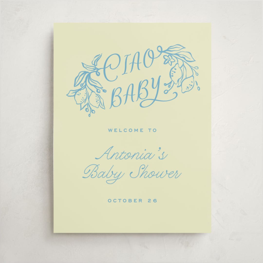 "Ciao Baby" - Baby Shower Welcome Signs in Lemonade by Pati Cascino - Front