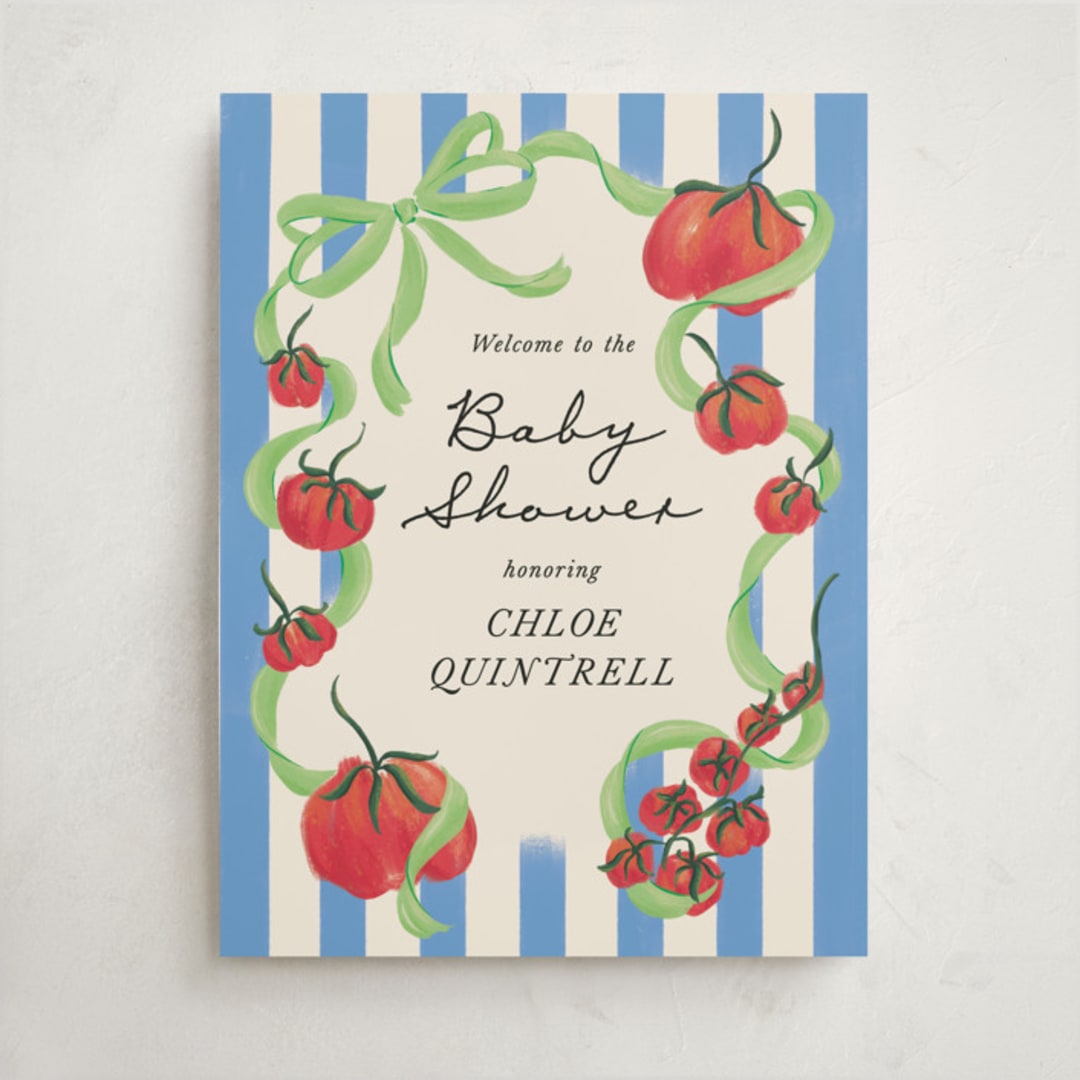 "Petit Pomodoro" - Baby Shower Welcome Signs in Lime by Jackie Crawford - Front