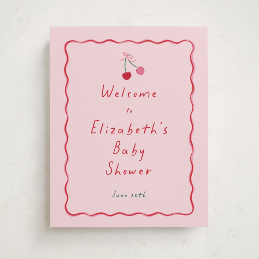 "Cherry Sweet" - Baby Shower Welcome Signs in Cherry Pie by Erin German - Front