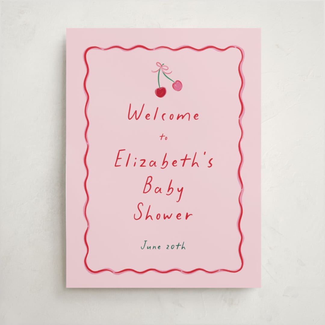 "Cherry Sweet" - Baby Shower Welcome Signs in Cherry Pie by Erin German - Front