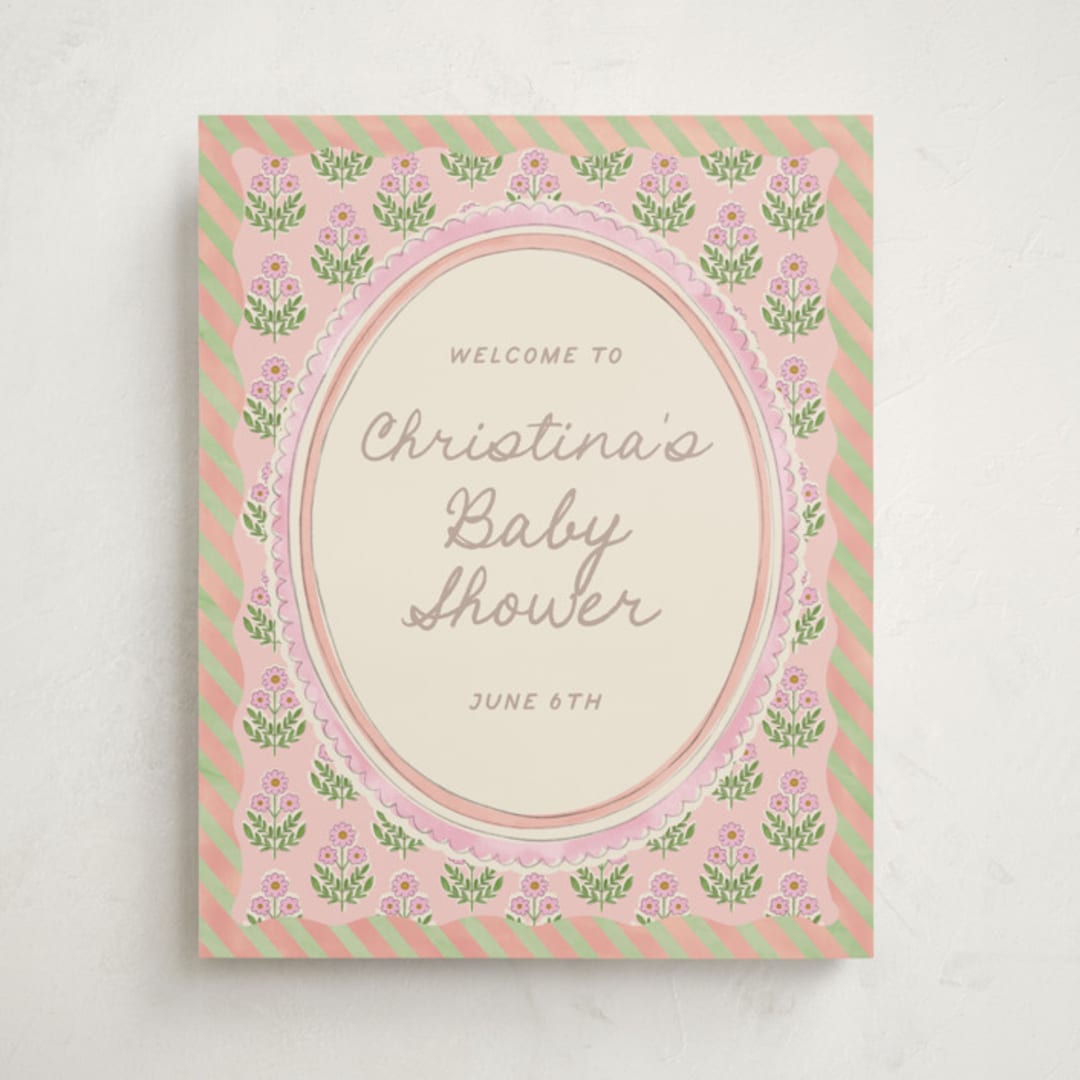 "Botanical maximalism" - Baby Shower Welcome Signs in Poppy by Creo Study - Front