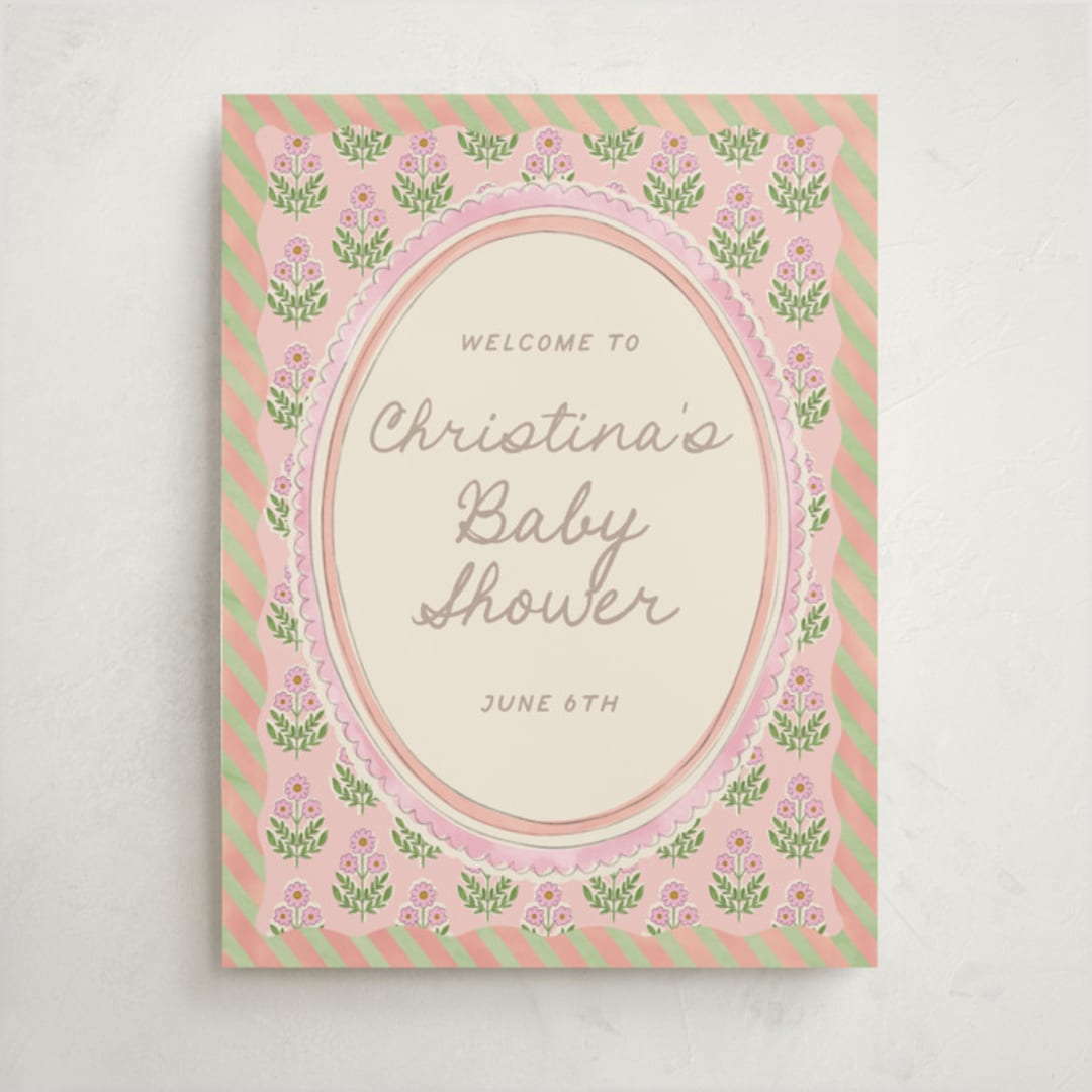 "Botanical maximalism" - Baby Shower Welcome Signs in Poppy by Creo Study - Front