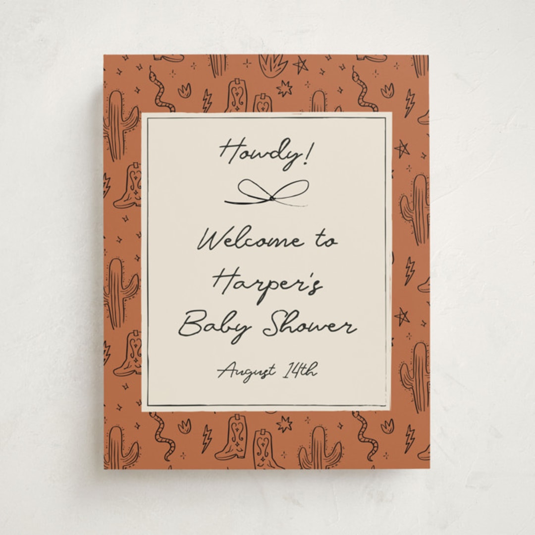 "El Ranchero" - Baby Shower Welcome Signs in Rust by Ani Somi - Front