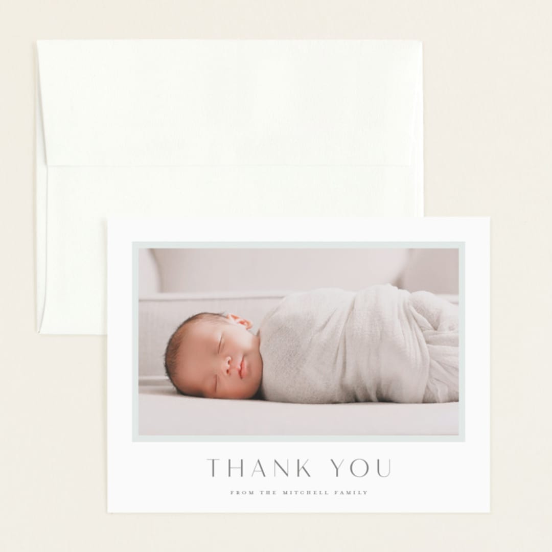 "So Proud" - Birth Announcement Thank You Cards in Sky by Carolyn MacLaren - Front