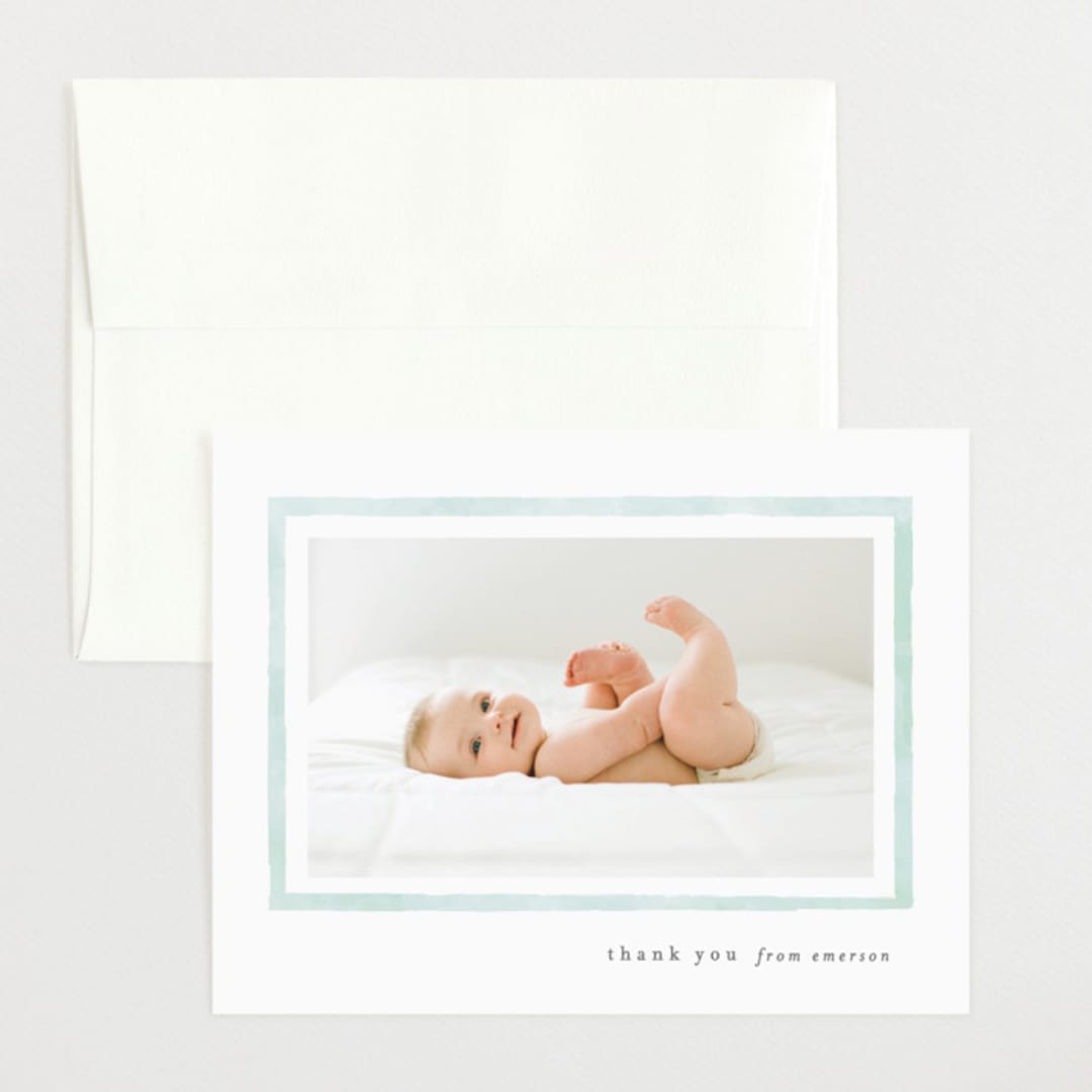 "Golightly" - Birth Announcement Thank You Cards in Mint by Lauren Chism - Front
