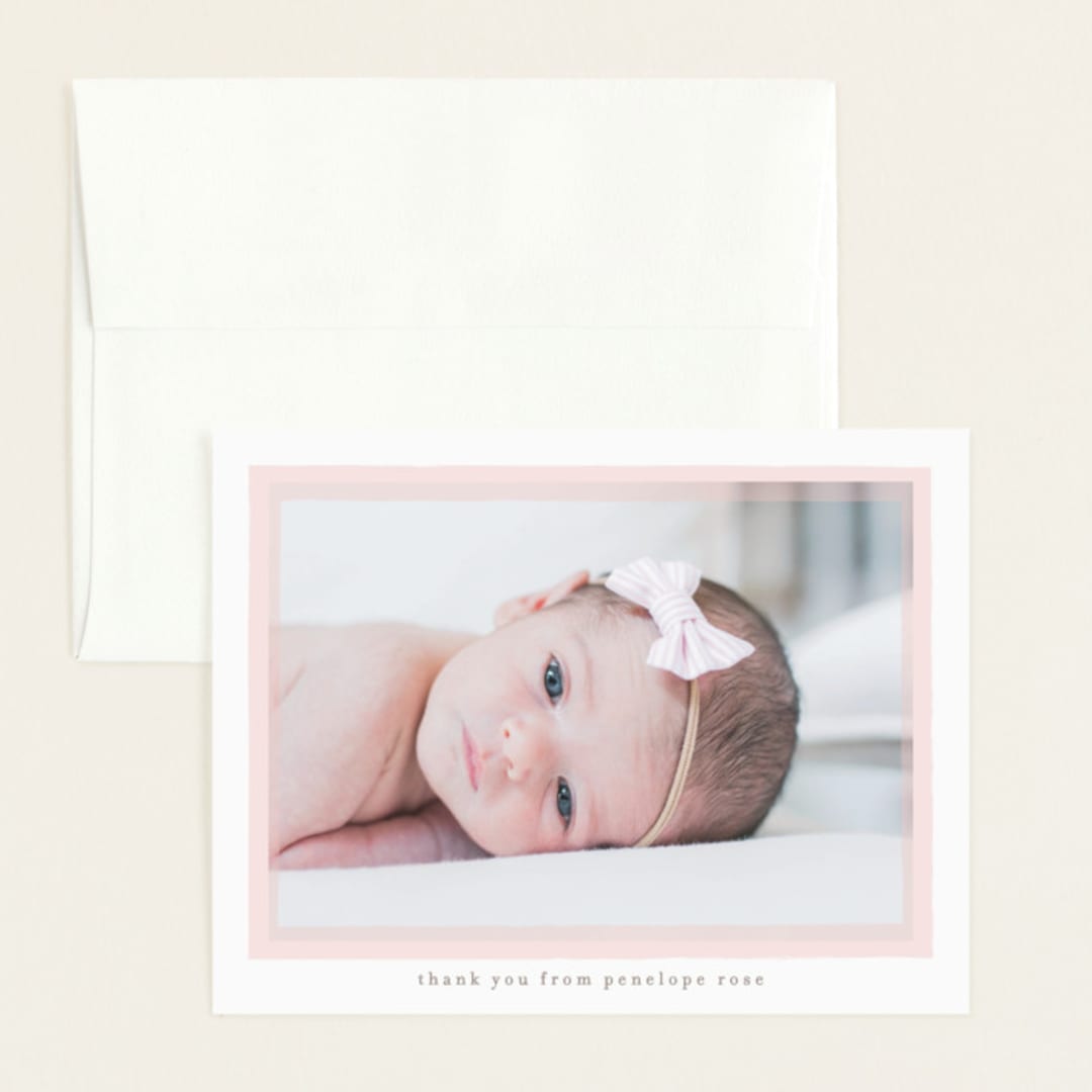 "Cotton Candy" - Birth Announcement Thank You Cards in Blush by Lauren Chism - Front