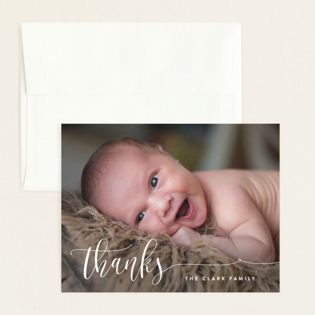 "Featured Name" - Birth Announcement Thank You Cards in Cotton by Hooray Creative - Front
