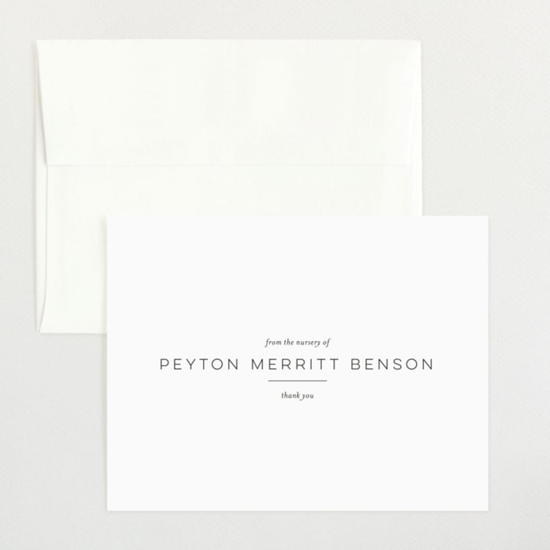 "Merritt" - Birth Announcement Thank You Cards in Ink by Megan Davis - Front