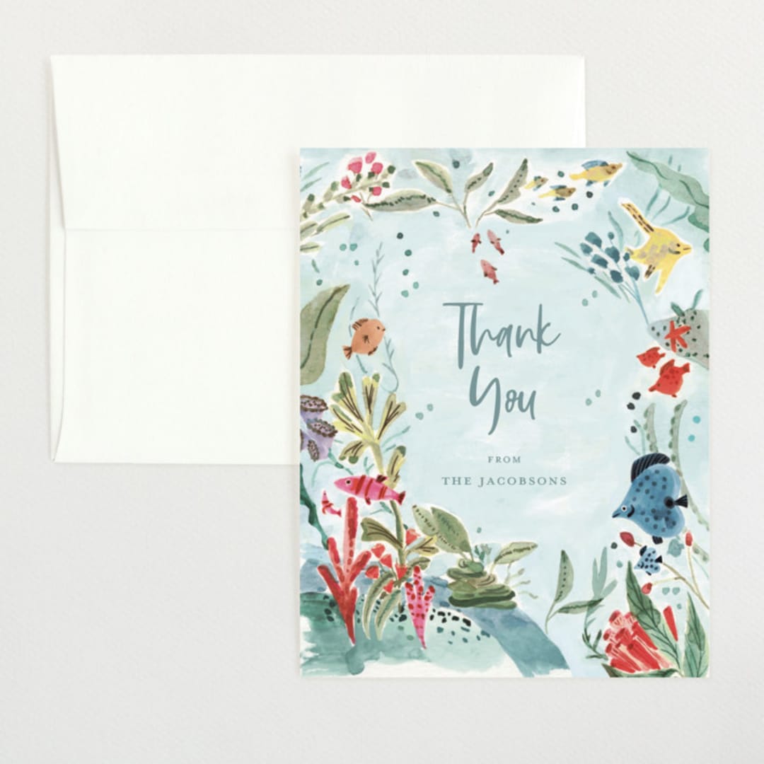 "Sea Baby" - Birth Announcement Thank You Cards in Rainbow by Morgan Ramberg - Front