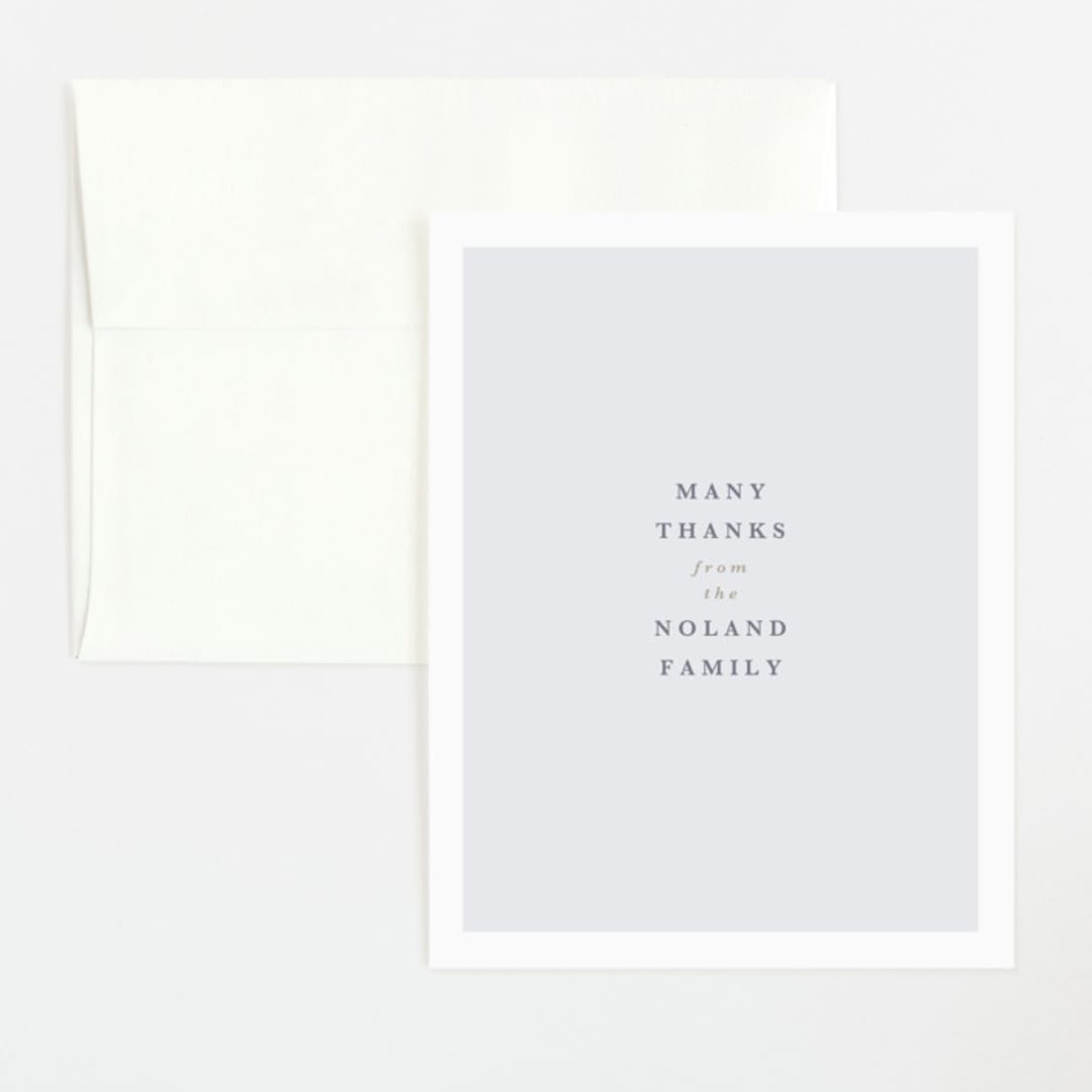 "Love Multiplies" - Birth Announcement Thank You Cards in Dusty Blue by Julie Murray - Front