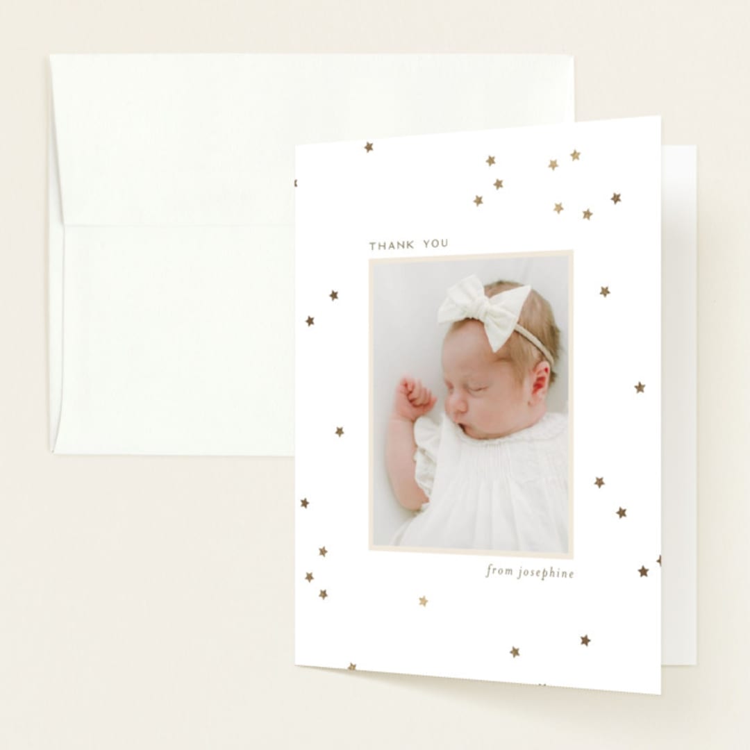 "twinkly stars" - Foil-Pressed Birth Announcement Thank You Cards in North Star by Ellen Schlegelmilch - Front