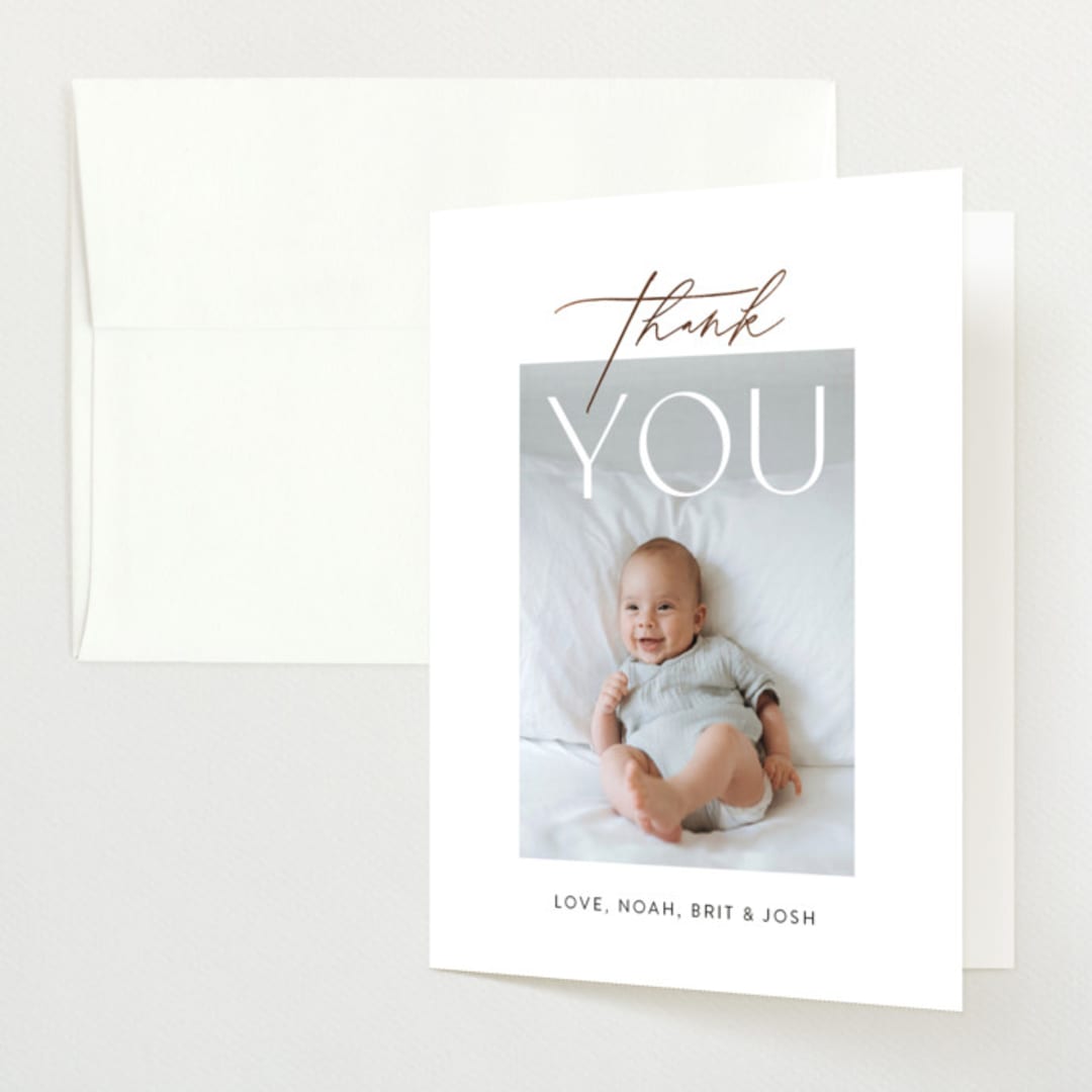 "Arlo" - Foil-Pressed Birth Announcement Thank You Cards in Winter by Itsy Belle Studio - Front