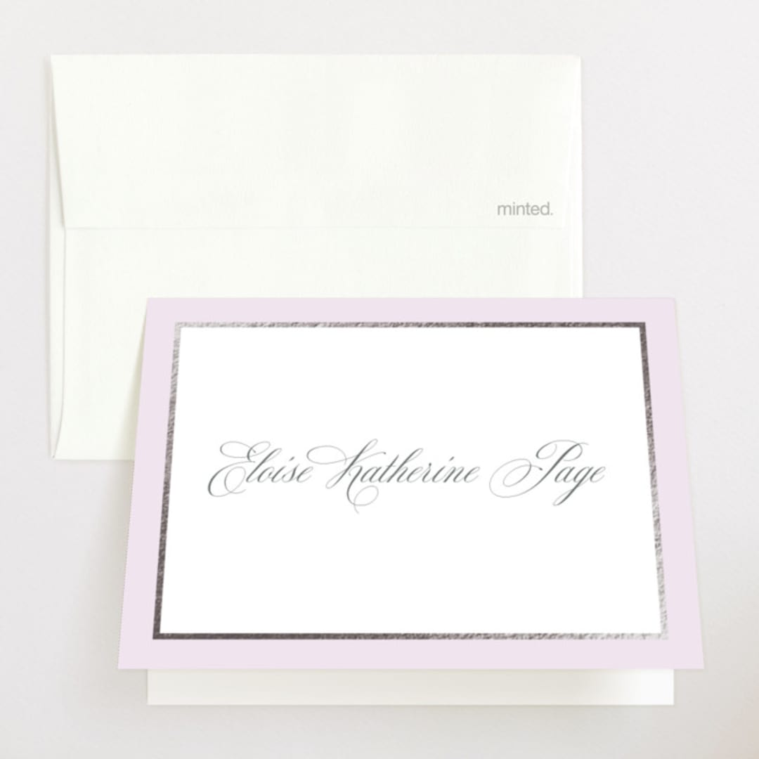 "Bon Bon" - Foil-Pressed Birth Announcement Thank You Cards in Wisteria by Megan Davis - Front