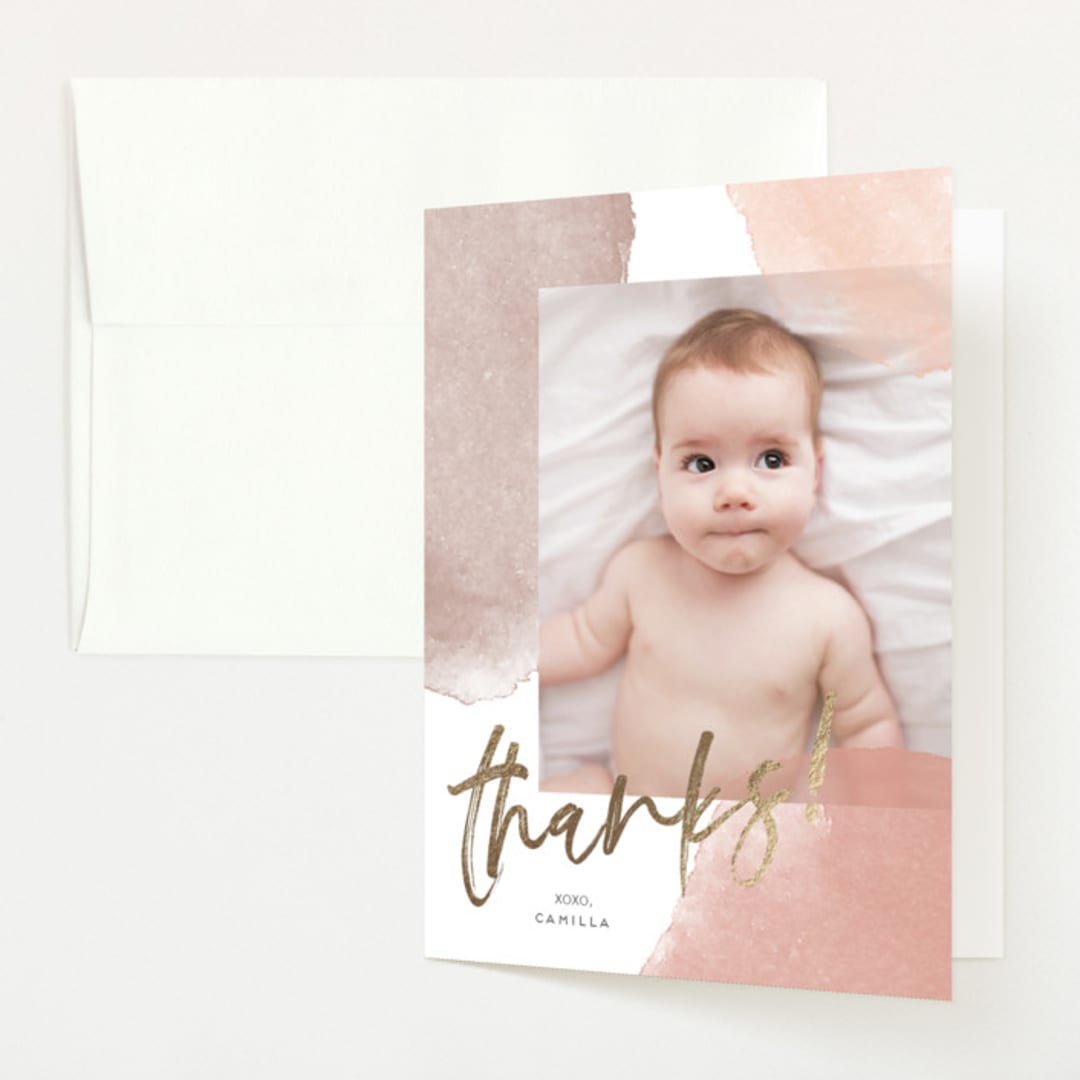 "nature new" - Foil-Pressed Birth Announcement Thank You Cards in Clay by silverscreen studio - Front