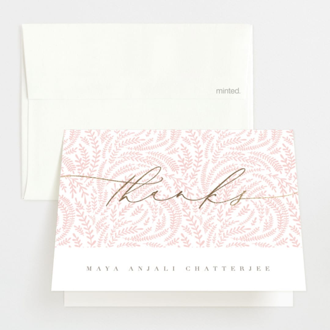 "Blissful Welcome" - Foil-Pressed Birth Announcement Thank You Cards in Fawn by Olivia Raufman - Front