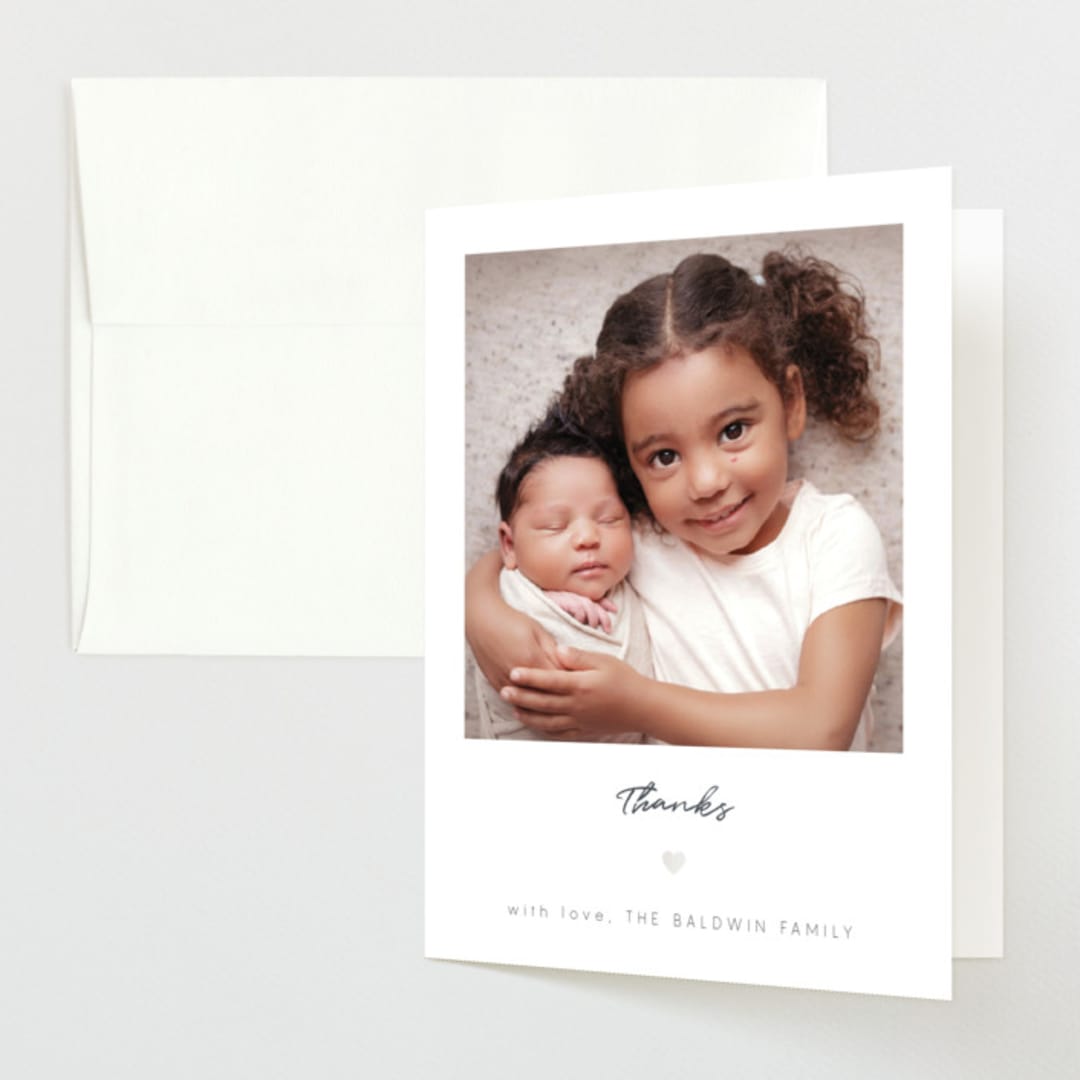 "Simple Signature" - Birth Announcement Thank You Cards in Spruce by Emily Sabol Goss - Front