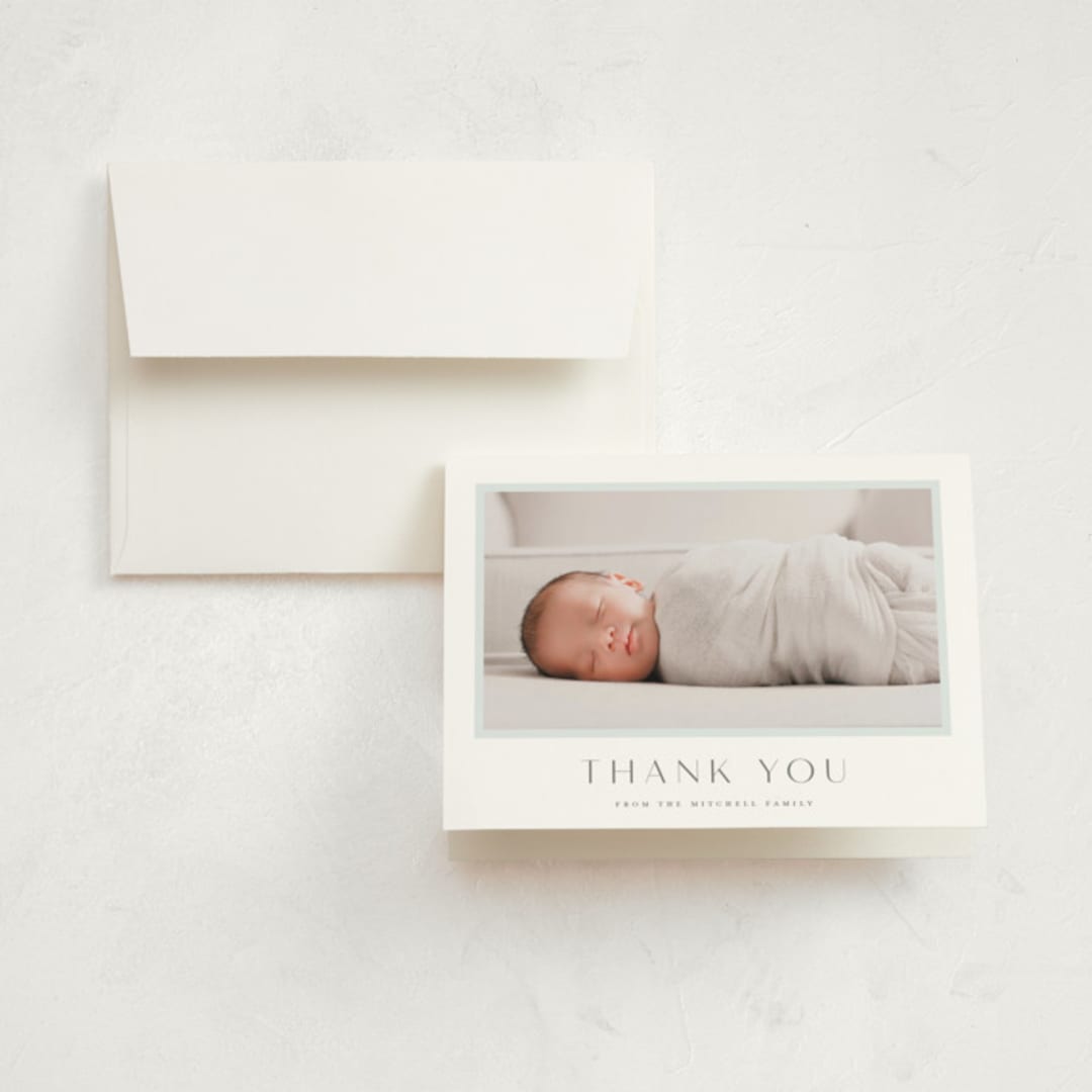 "So Proud" - Birth Announcement Thank You Cards in Sky by Carolyn MacLaren - Front