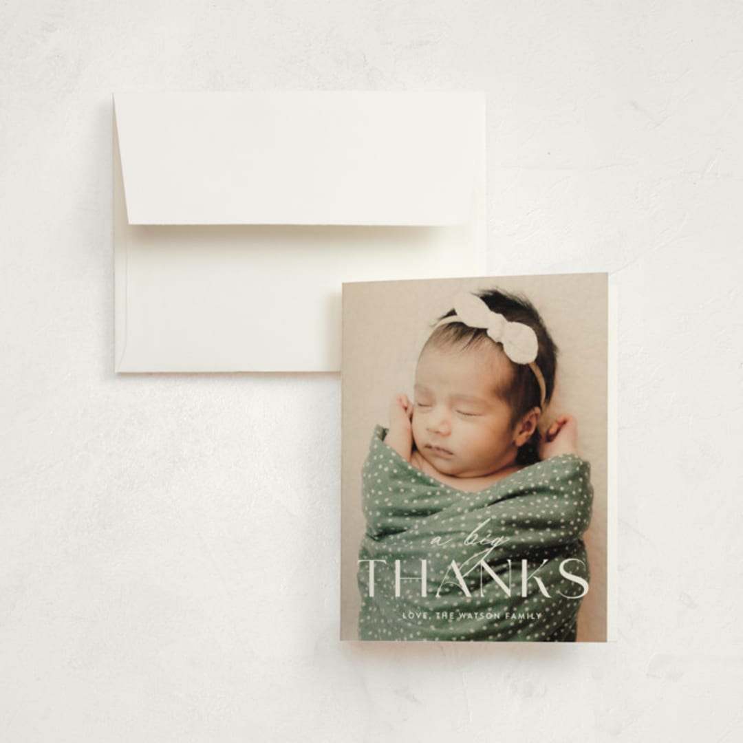 "Bold Introduction" - Birth Announcement Thank You Cards in Natural by Ana Sharpe - Front