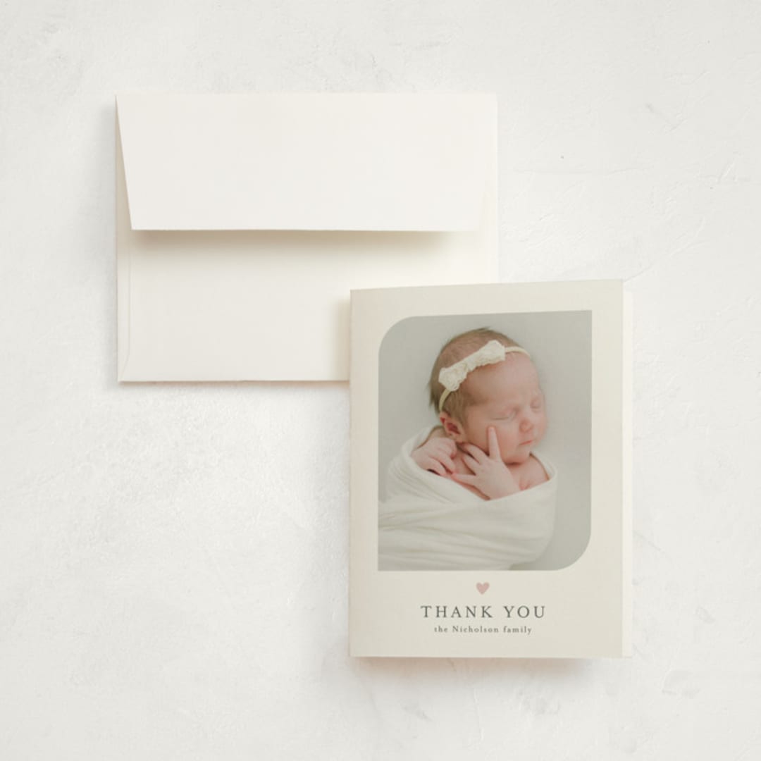 "Camber" - Birth Announcement Thank You Cards in Cotton Candy by Jessica Williams - Front